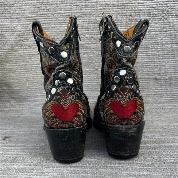 Old Gringo Little G Heart Crackle Distressed Leather Western Boots Size 7 - Picture 6 of 16
